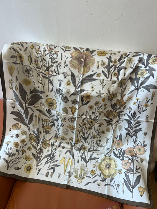 L-Piana-真絲方巾 90x90cm 復古粉/深鼠尾草綠