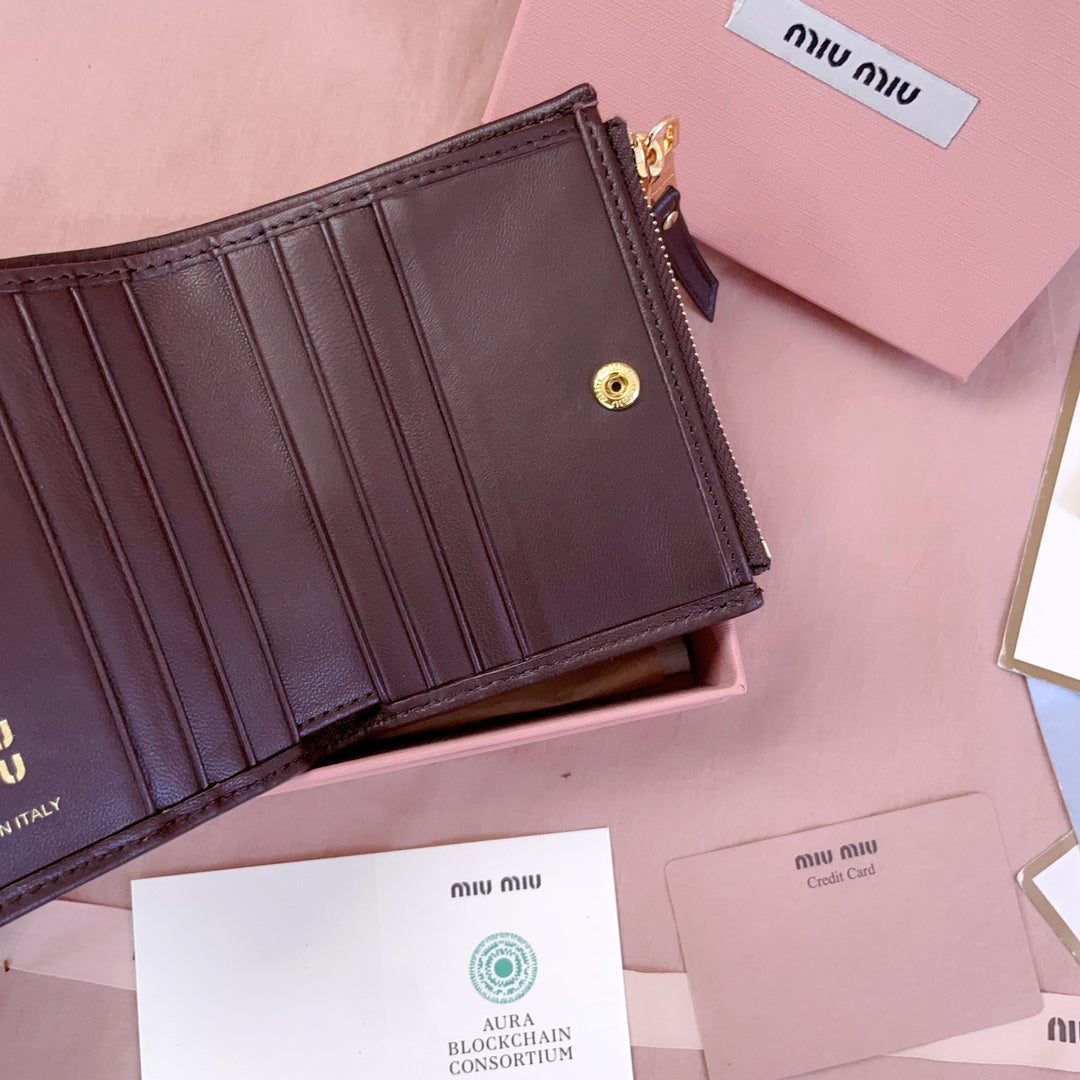 穆M家-5MV017 pocket wallet 小錢夾 酒紅色