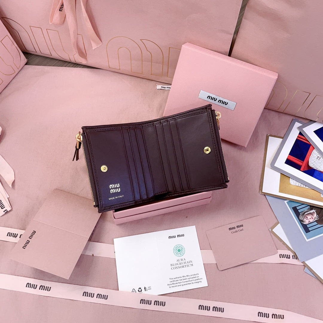 穆M家-5MV017 pocket wallet 小錢夾 酒紅色