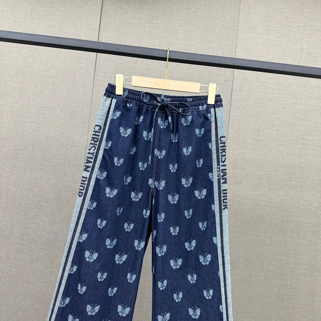 迪D家-2403 蝴蝶字母印花工藝牛仔褲