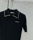 穆M家-2404 法式polo領針織短袖 黑色