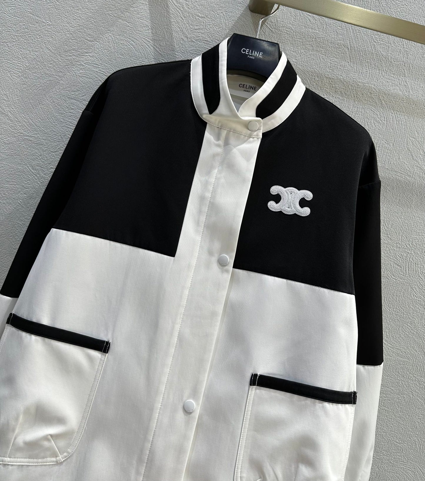 賽C家-2403 24早春新品立領拼色風衣外套