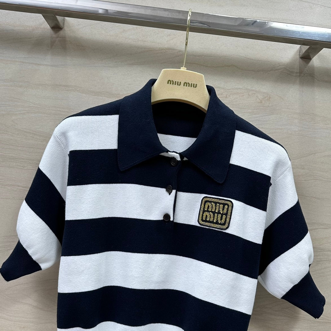 穆M家-2404 24早春新品經典爆款條紋針織上衣