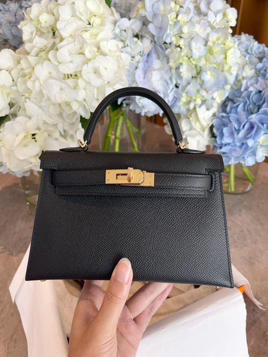小愛款-Kelly Mini 2代 Epsom 黑色 金扣