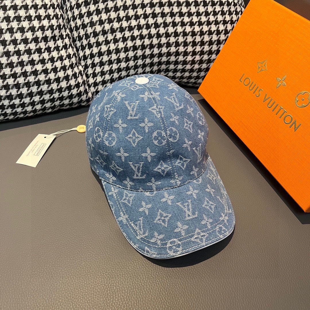 路L家-新款 老花牛仔鴨舌帽 淺藍色