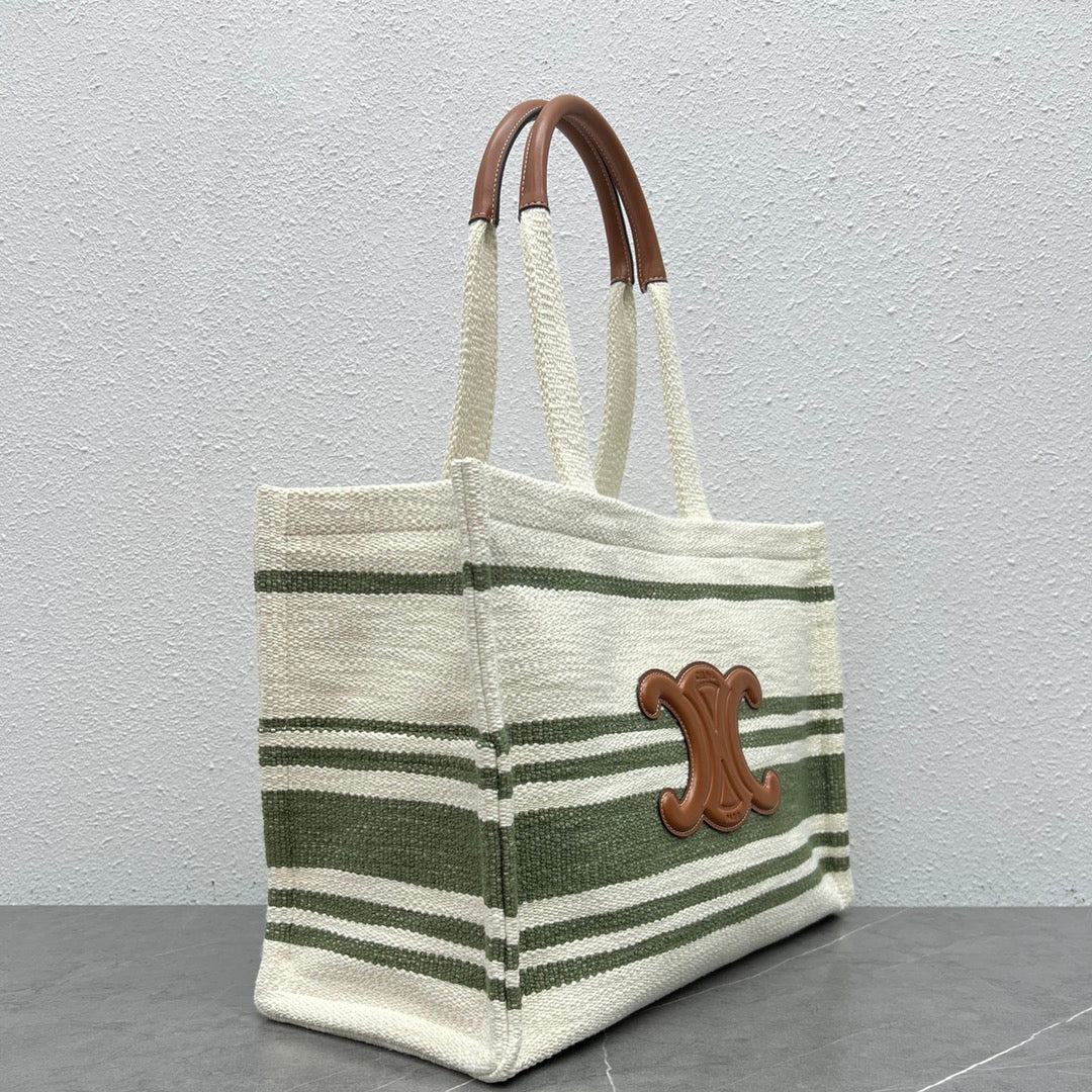 賽c家-新款Cabas Thais 橫條紋牛仔面料 大號