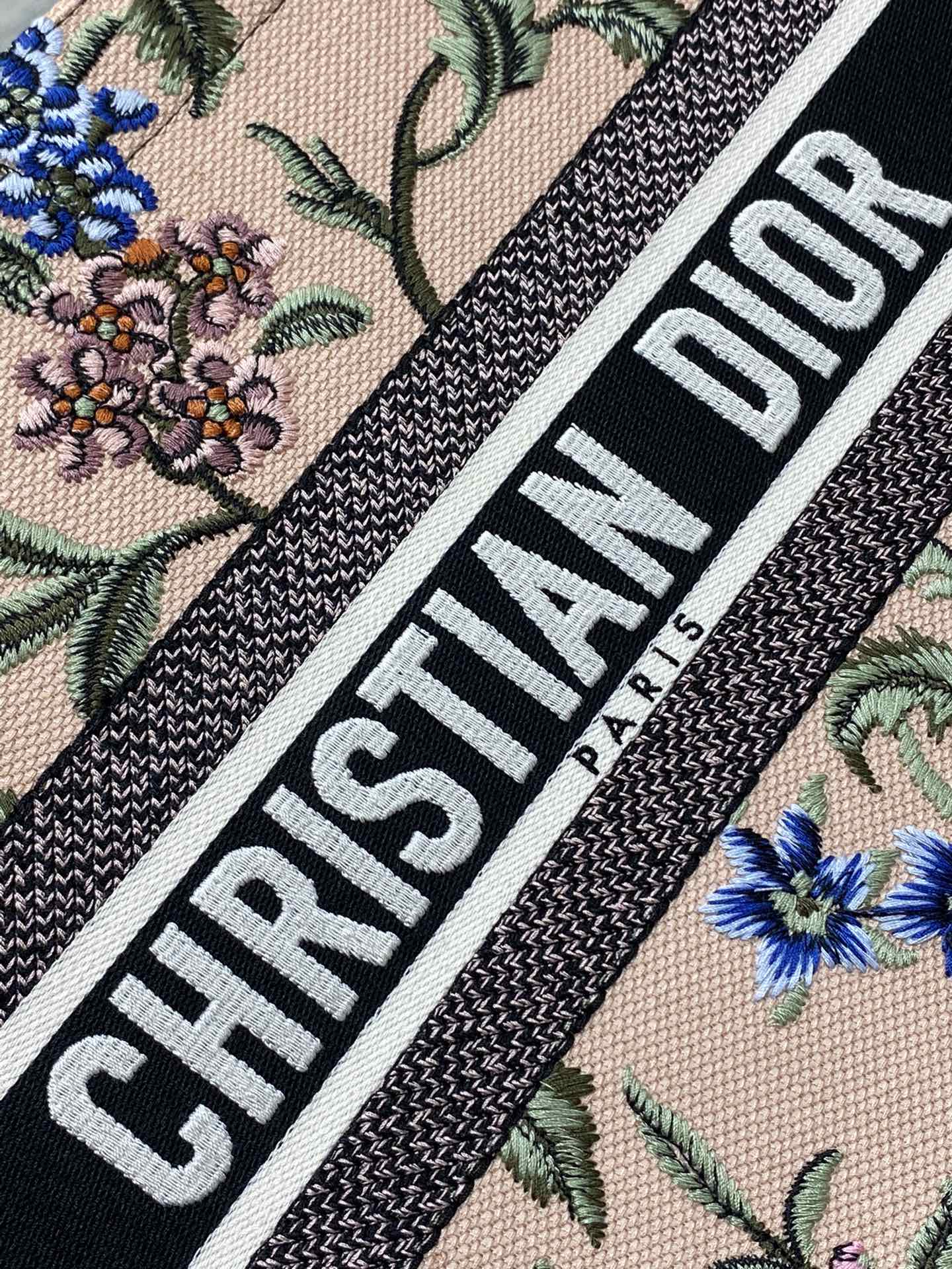 迪D家 Book Tote 刺繡字母粉花 中號36.5cm