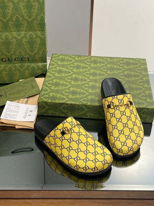 古G家-2023早秋新款 穆勒鞋 包頭拖鞋 男女同款 黃色