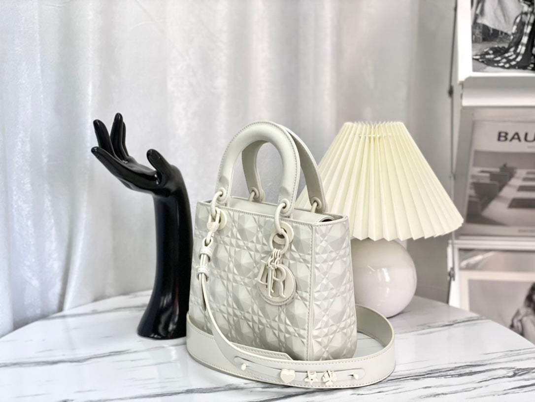 迪D家-Lady dior myABC 啞光牛皮 白色 小號