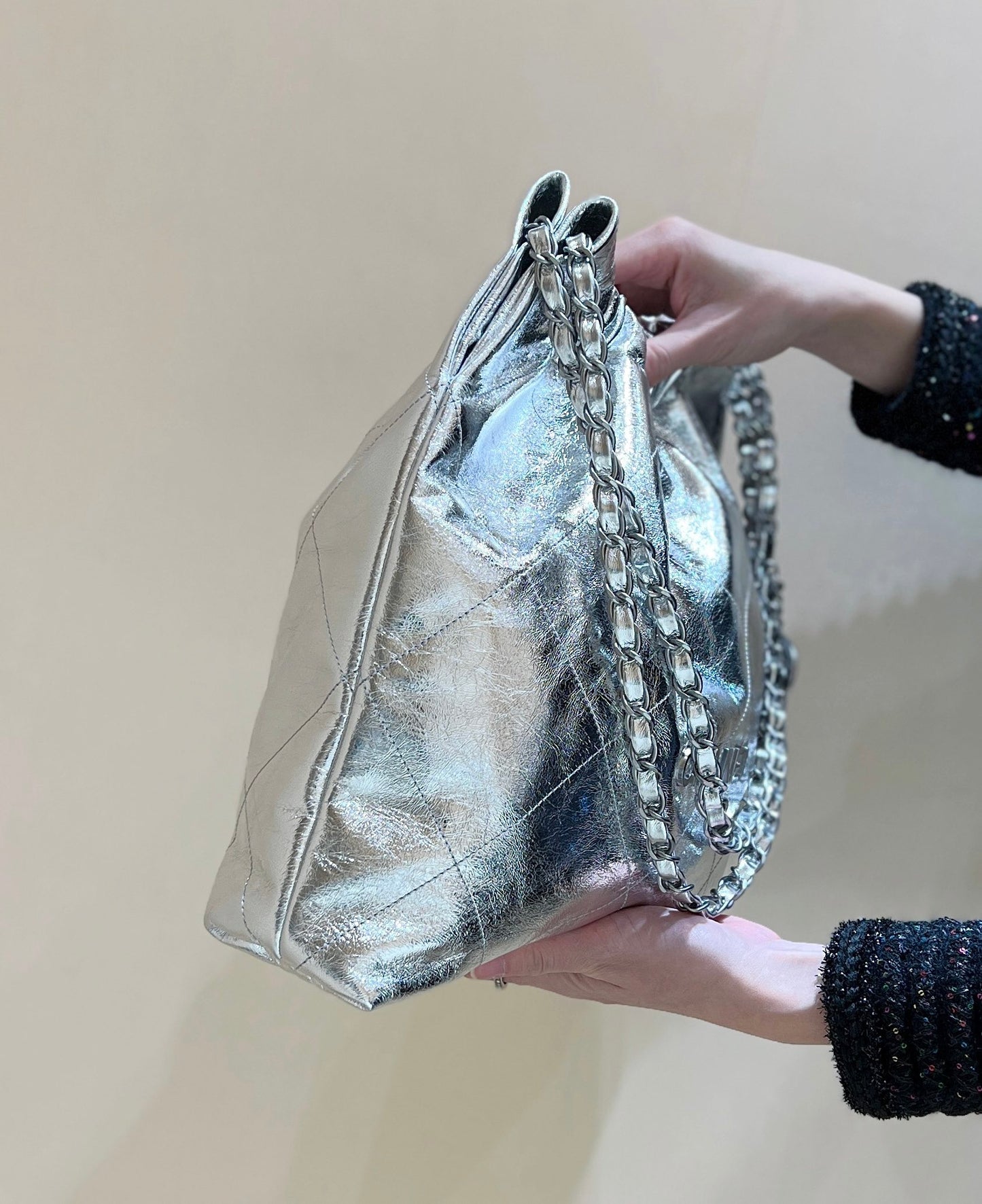 小香家-25C 22Bag 金屬皮 銀色