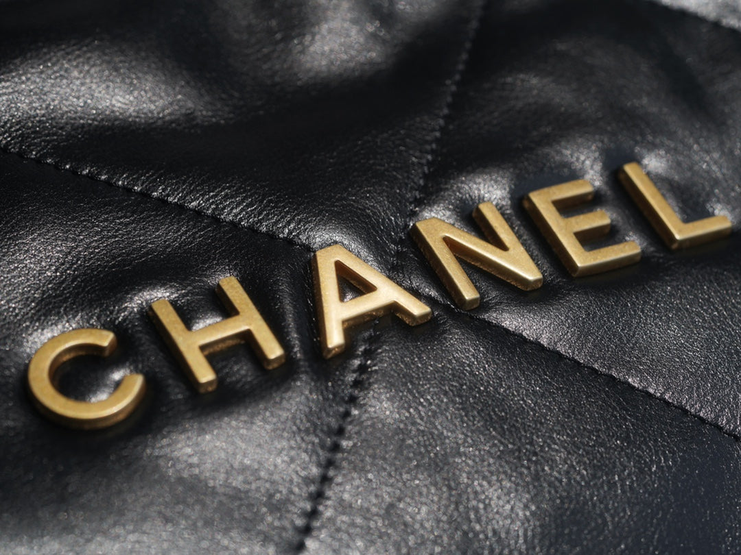 小香家-Chanel 22號手袋 黑金色中號