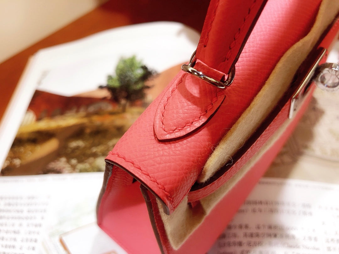 小愛款-Mini Kelly 2代 22CM 粉色 銀扣