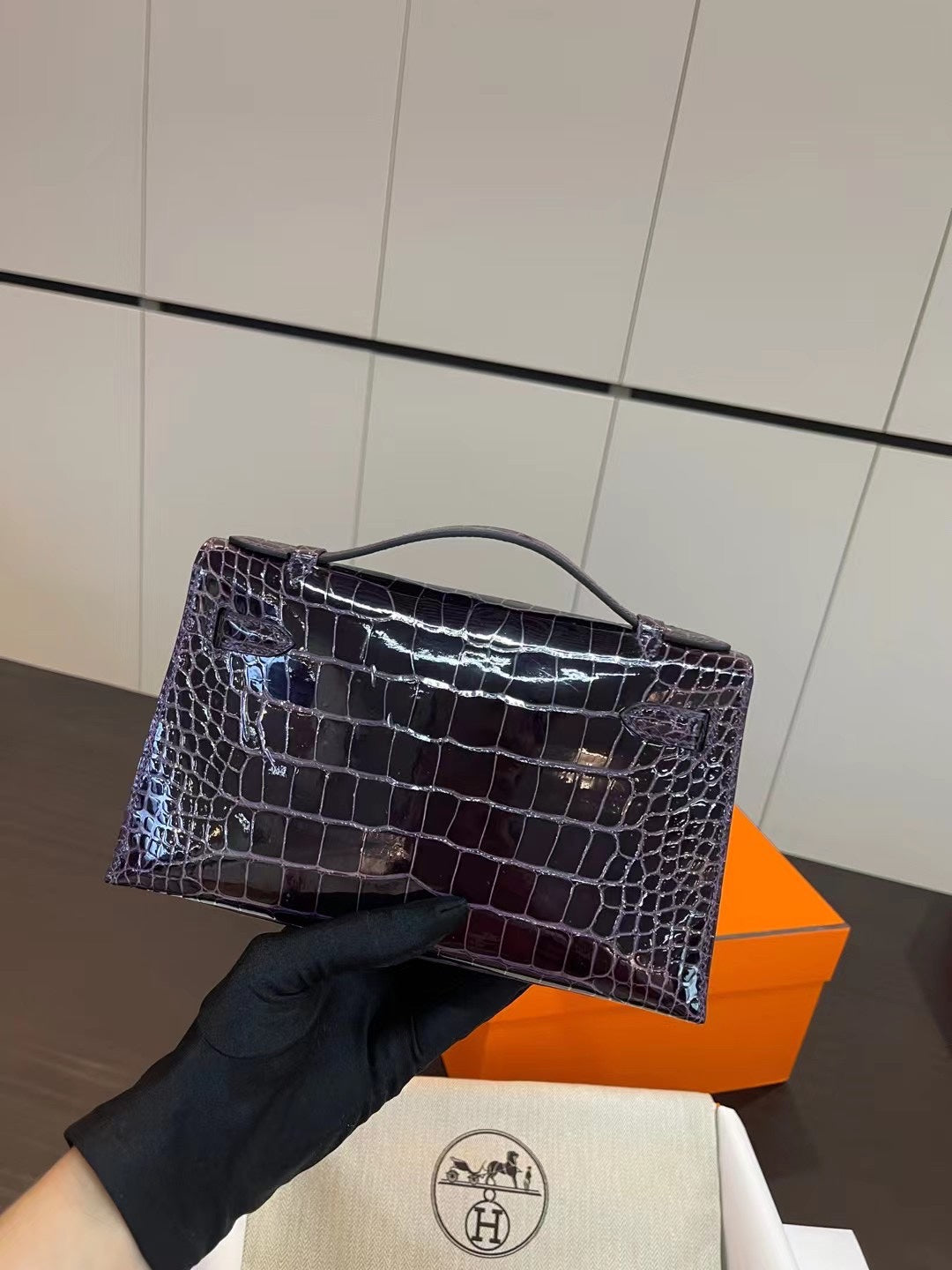 小愛款-Kelly mini 1代 鱷魚 9G紫水晶 金扣