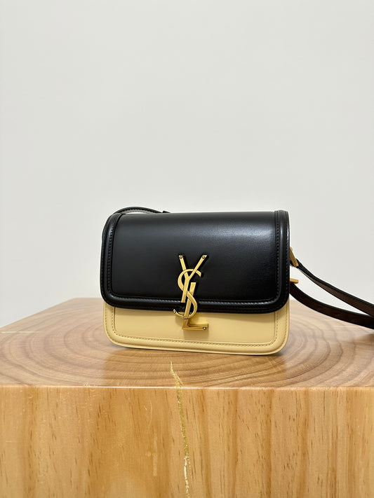 聖Y羅-BOX SAINT LAURENT 豆腐包 小號 黑拚杏色