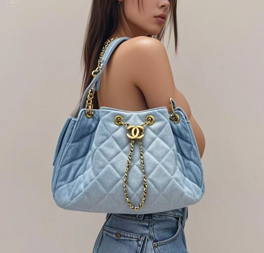 小香家-25S 25bag丹寧牛仔抽繩水桶Hobo小號 牛仔色