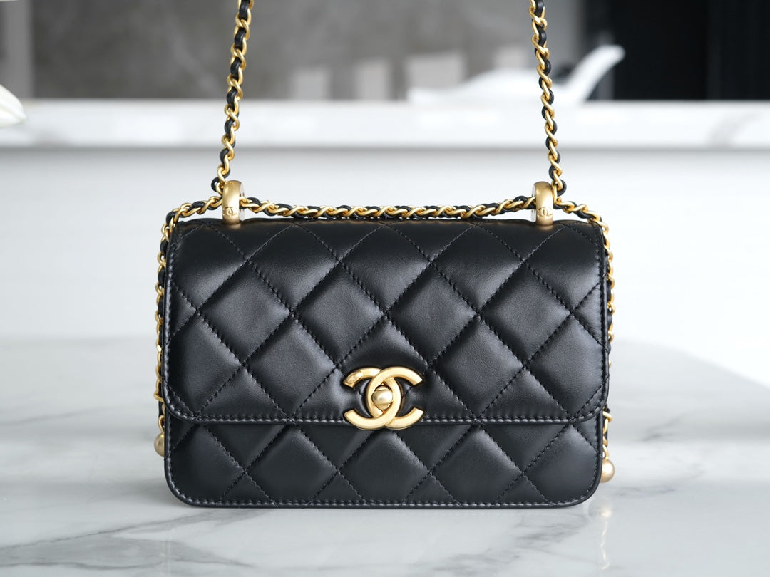 小香家-Chanel 24c雙金球 CF Mini19 黑色