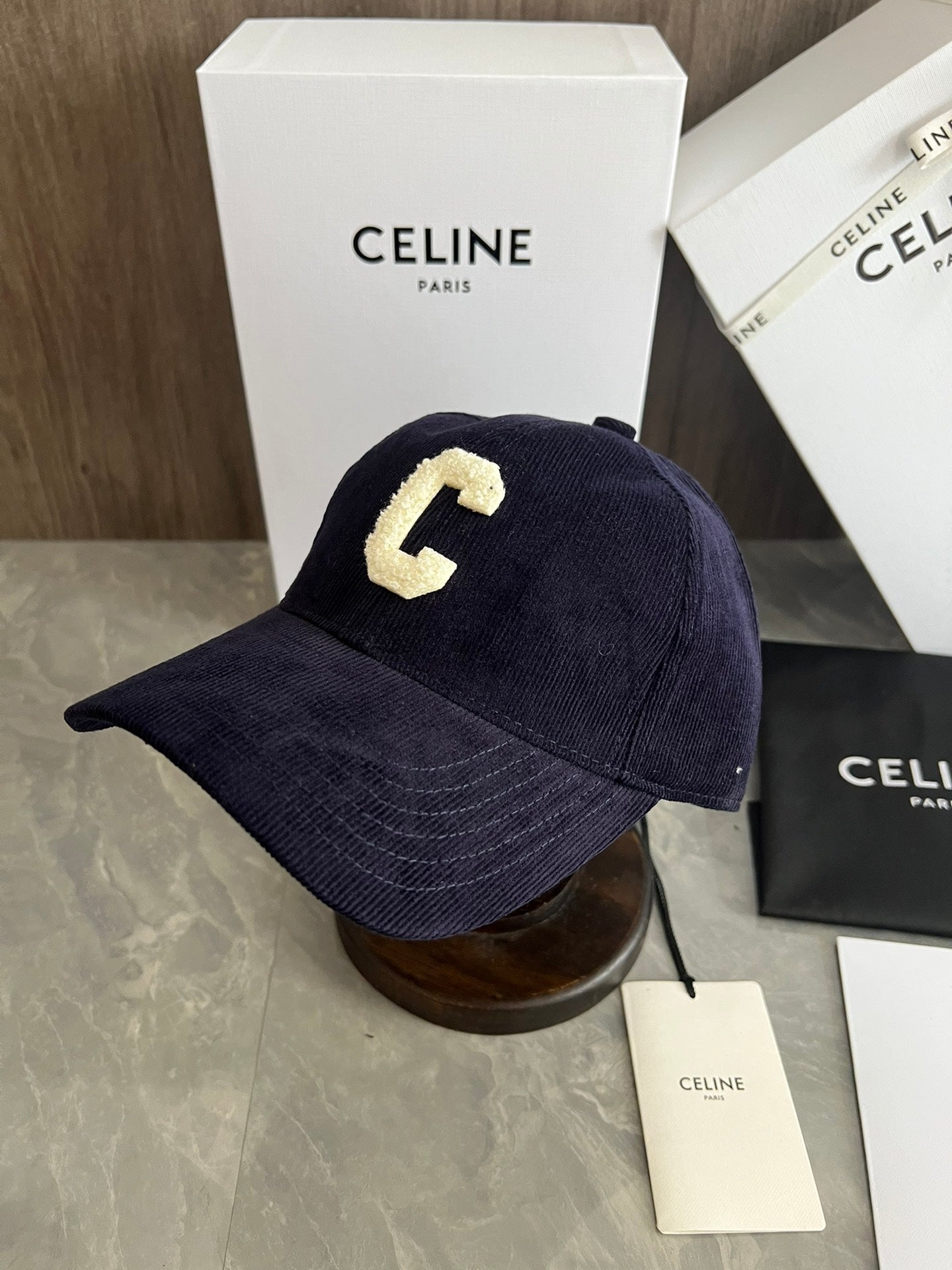 熱銷款 賽C家-燈芯絨大C字母棒球帽 藍色