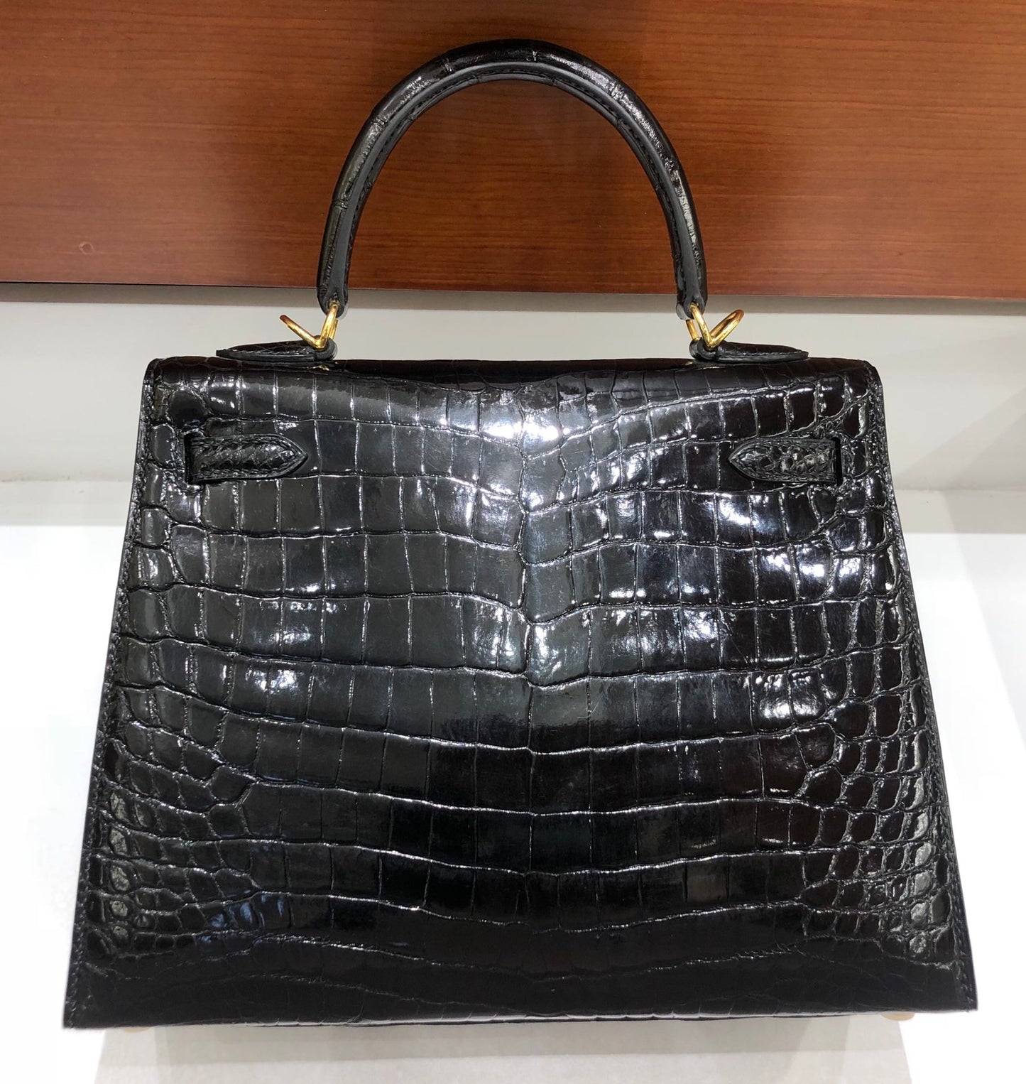 小愛款-Birkin 25 美洲方塊鱷魚 黑色 金扣