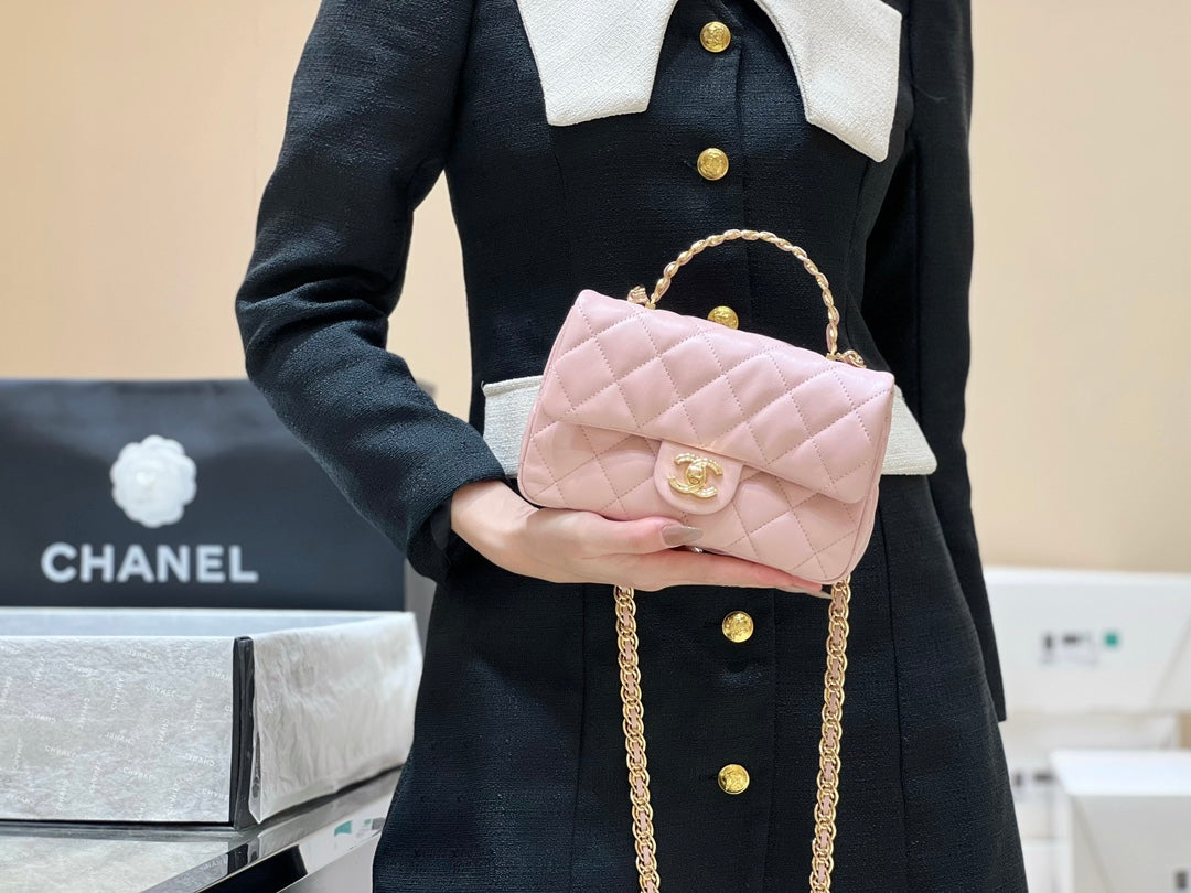 小香家-Chanel 23A CF水鑽手柄 粉色
