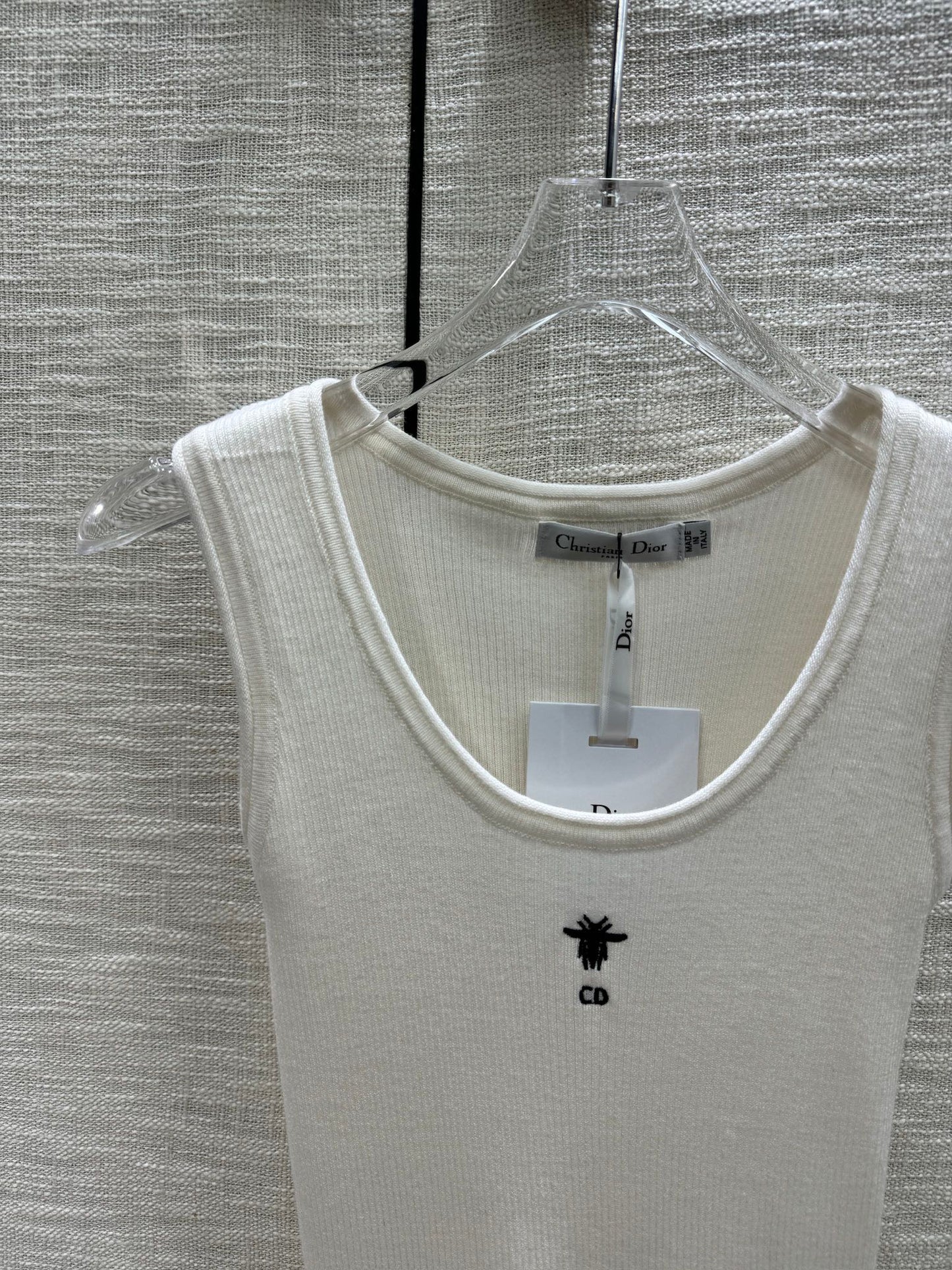 迪D家-2403 刺繡CD字母針織小背心 白色