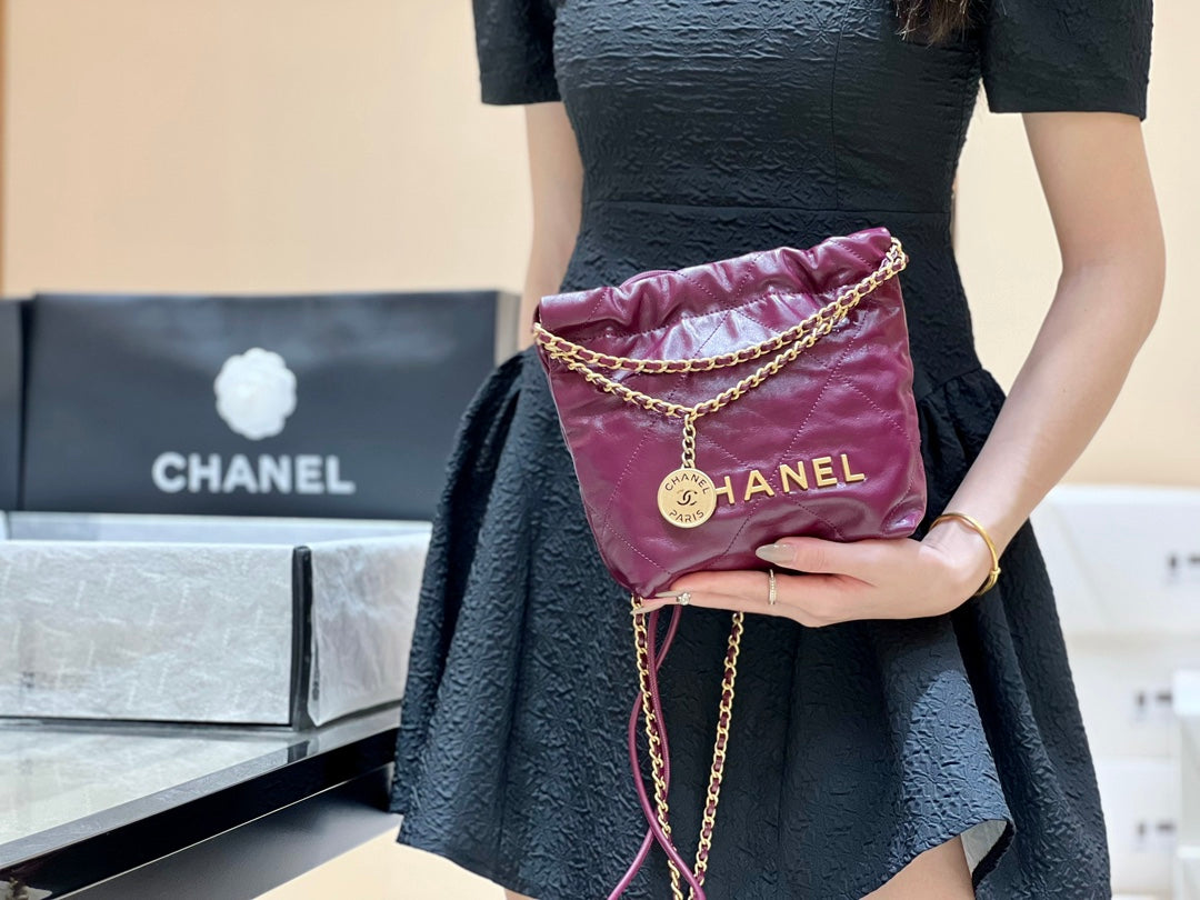 小香家-春夏系列 Chanel 22號手袋小號 紫紅色