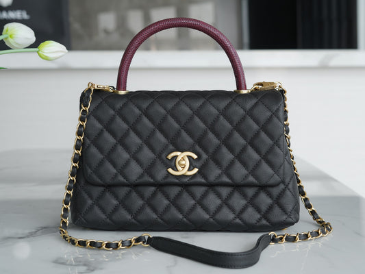 小香家-Chanel Handle28 蜥蜴提把 黑色大號
