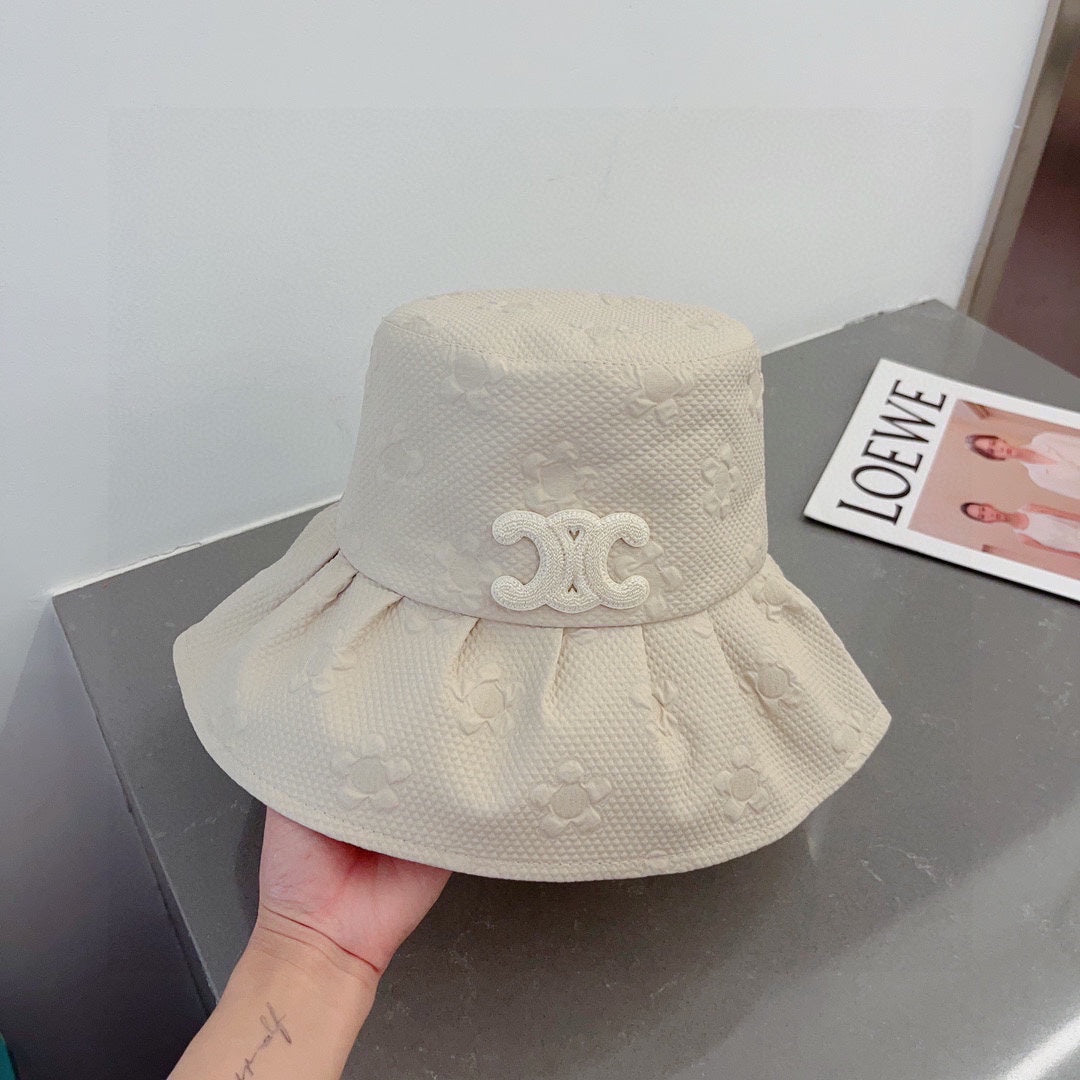 賽C家-荷葉邊漁夫帽 米白色