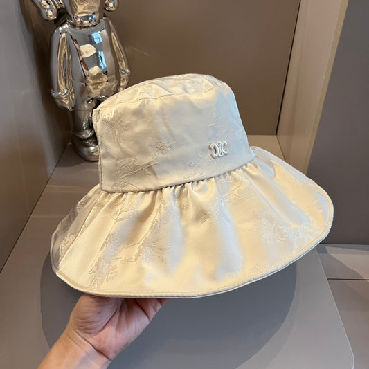 賽C家-新款荷葉邊遮陽帽 米色