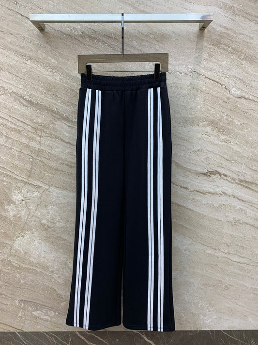 賽C家-2403 撞色織帶休閒褲 黑色