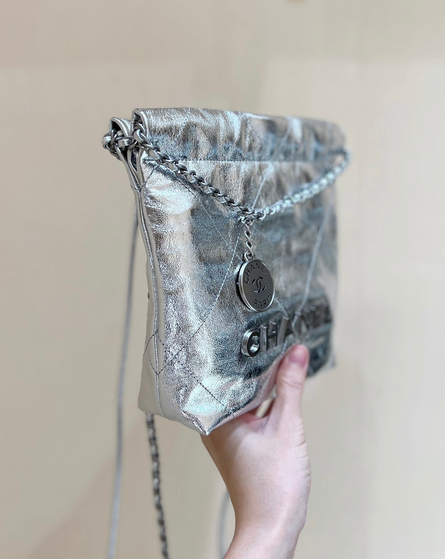 小香家-25C 22Bag Mini金屬皮 銀色