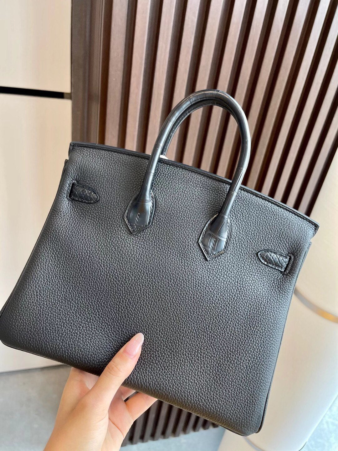 小愛款-Birkin 25 Touch Togo 方塊鱷魚 銀扣