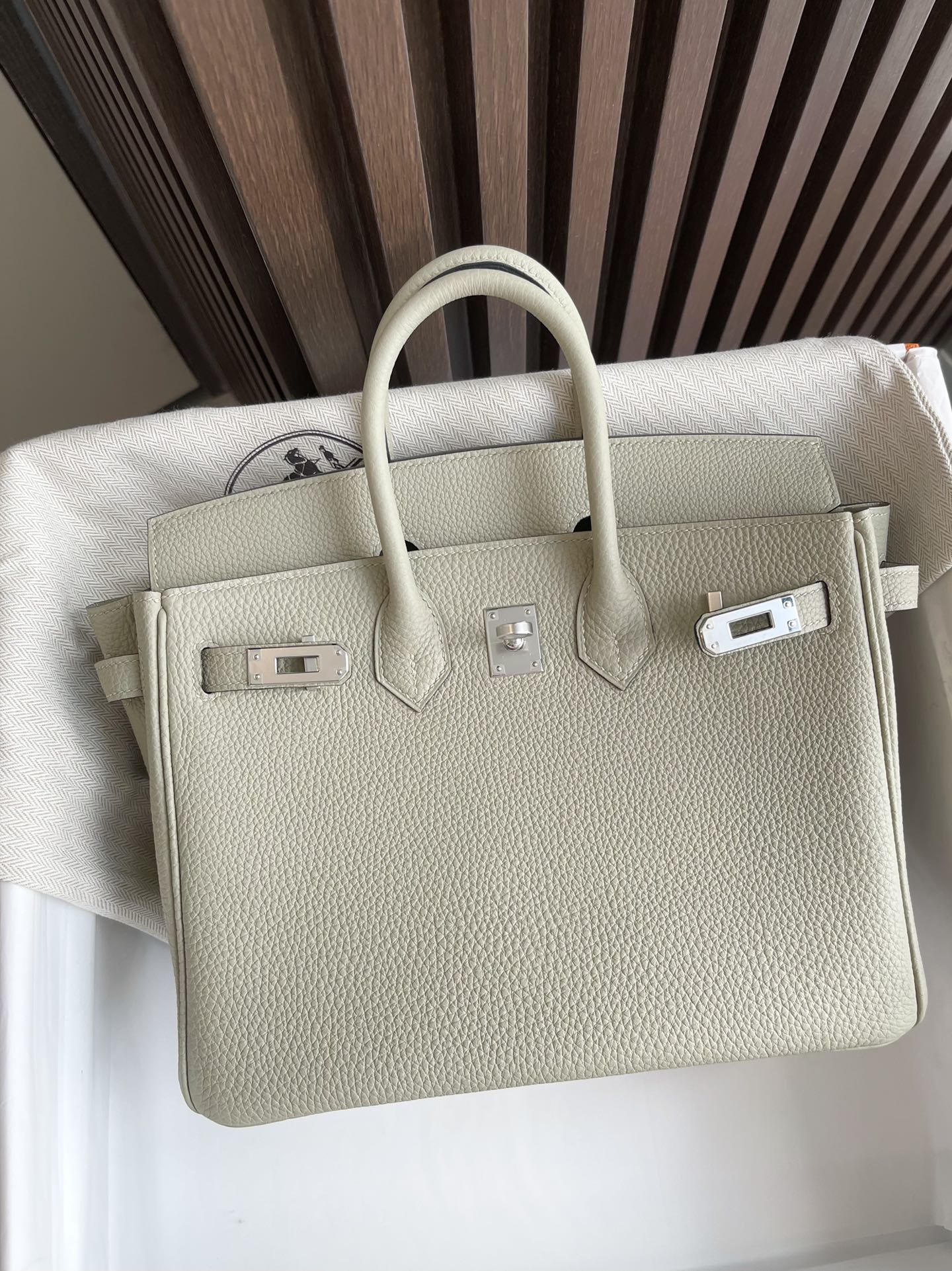 小愛款-Birkin 25 Togo皮 鼠尾草綠 銀扣