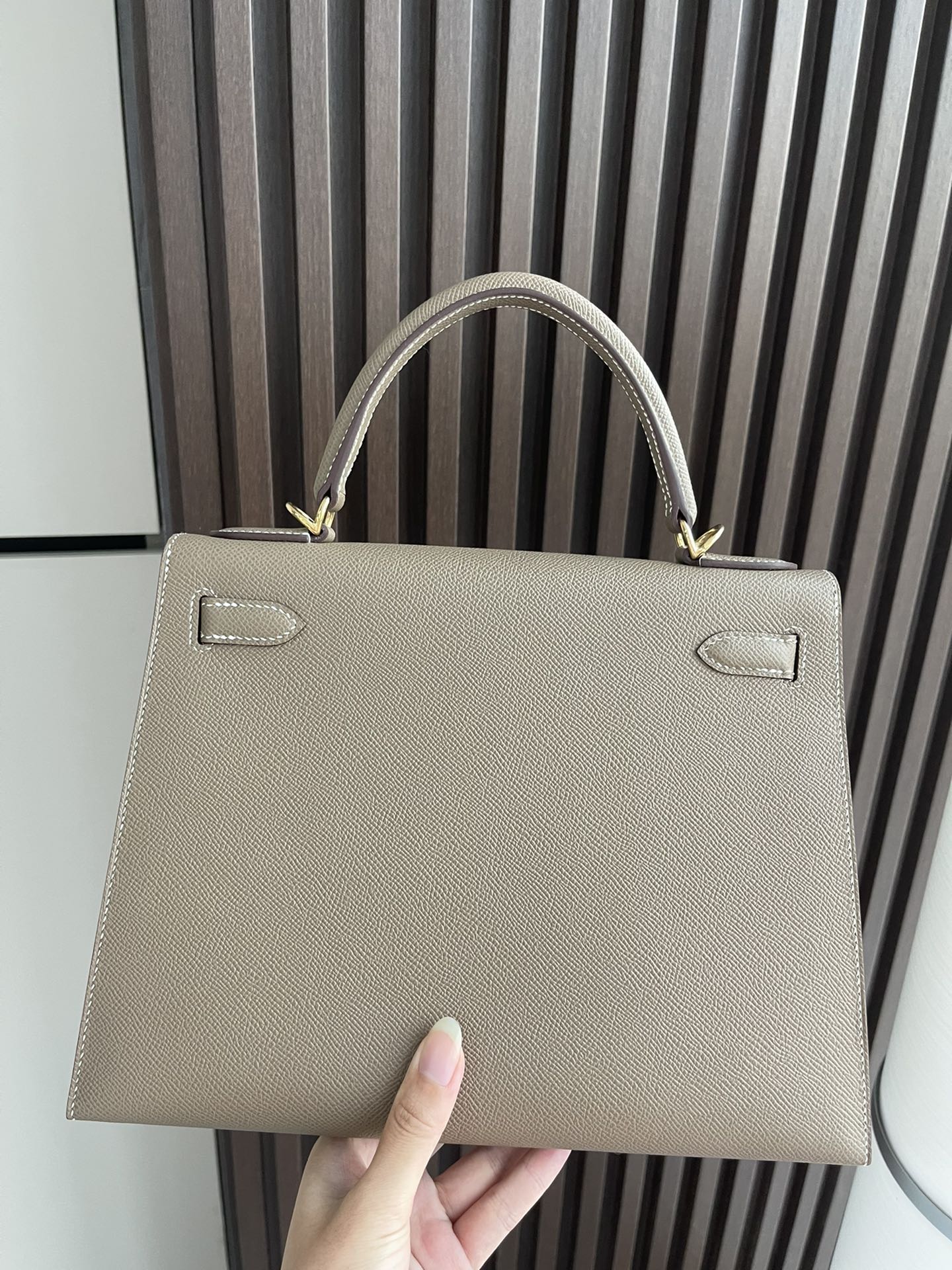 小愛款-kelly 28 Epsom 外縫 大象灰 金扣