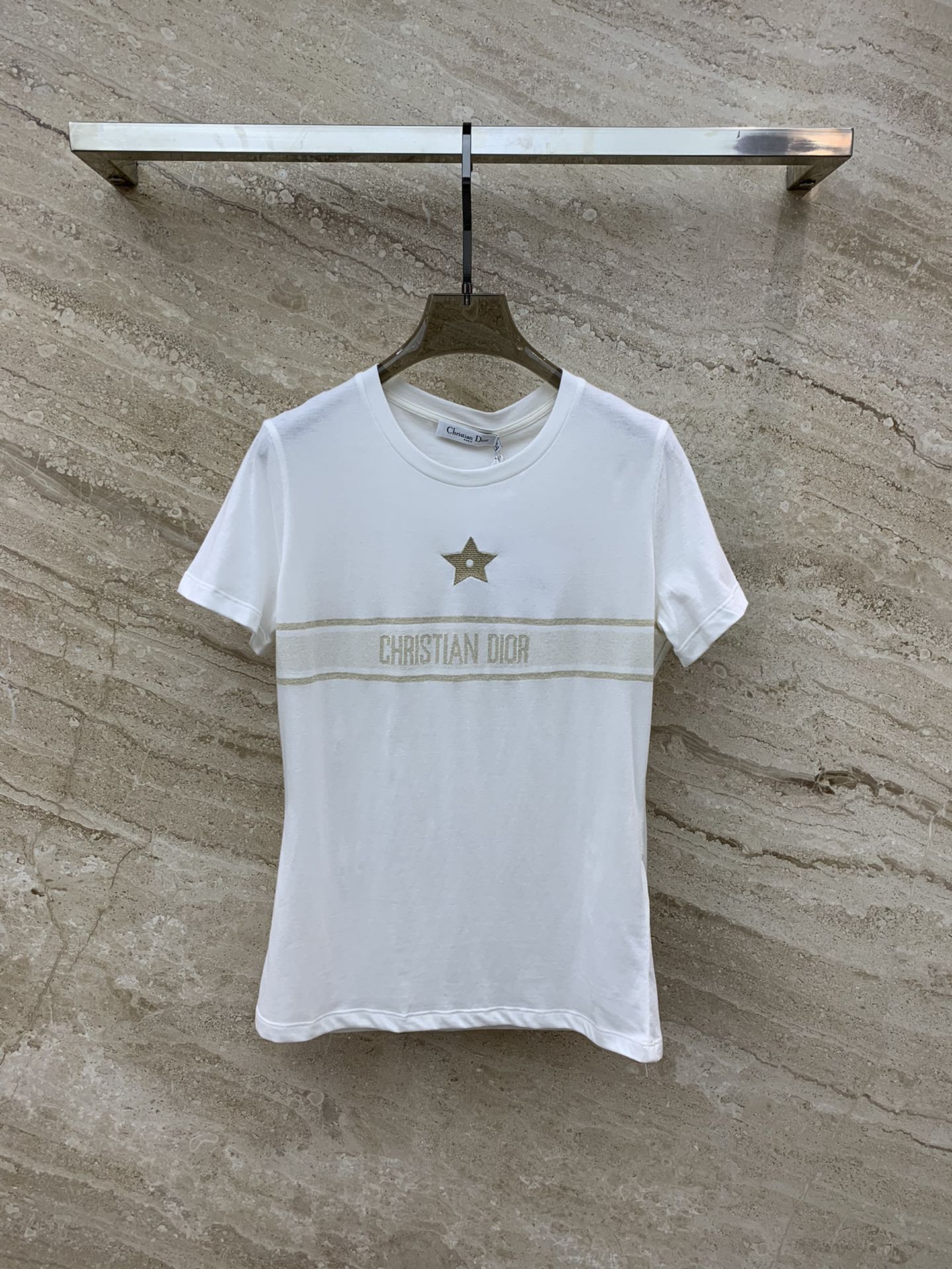 迪D家-2403 金線五角星刺繡短袖TEE