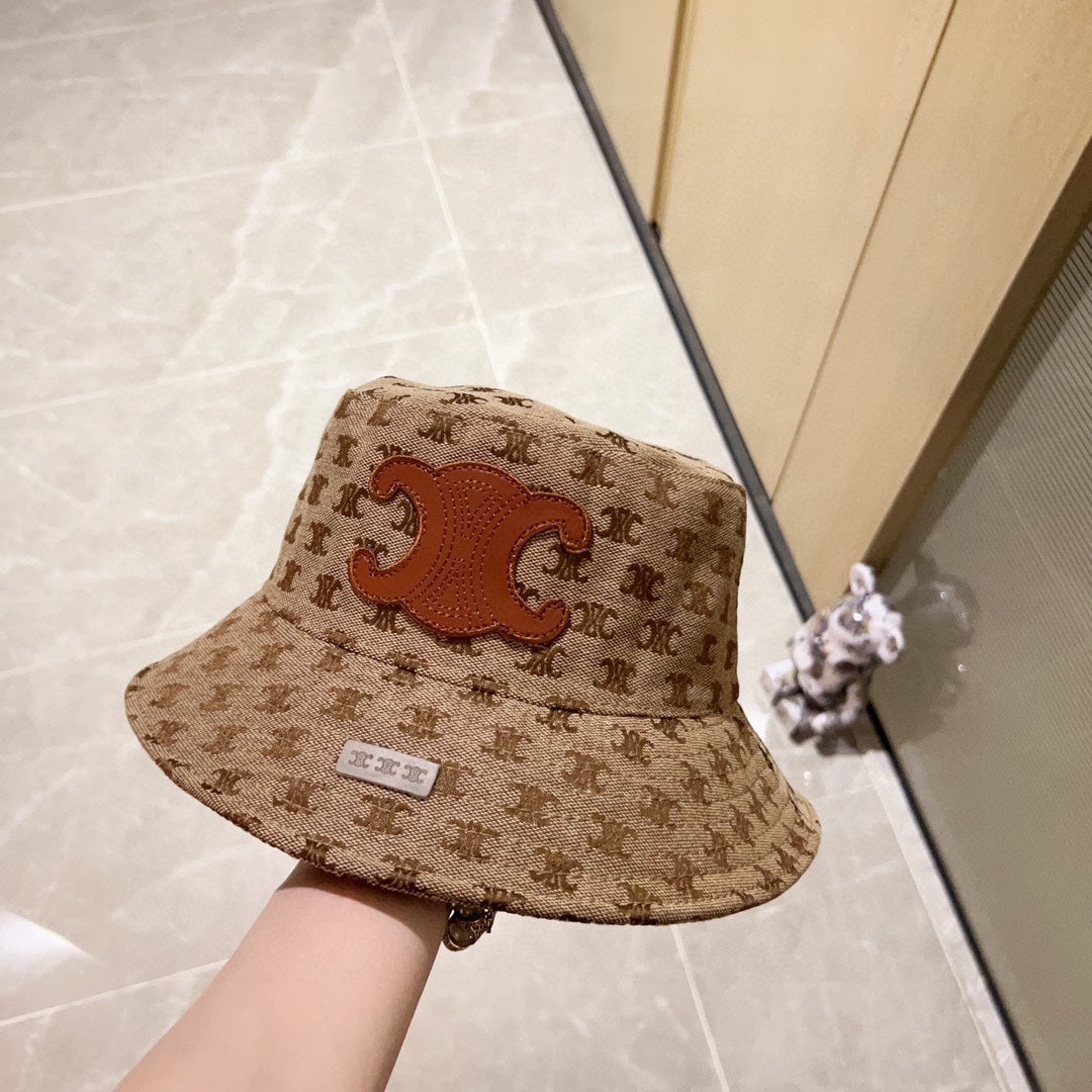 賽C家-2023春夏新款 刺繡漁夫帽 杏色