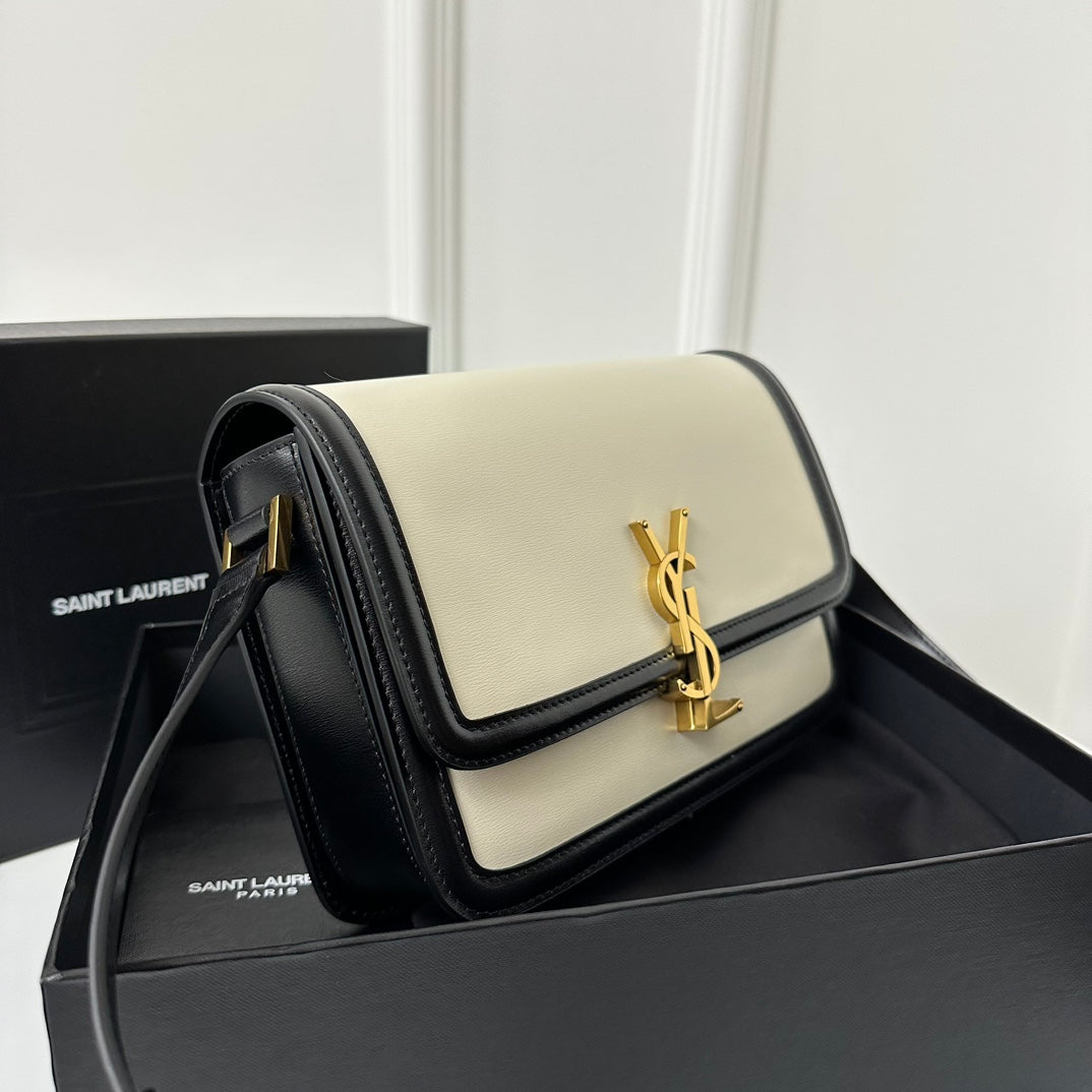 聖Y羅-BOX SAINT LAURENT 豆腐包 大號 黑拼白色