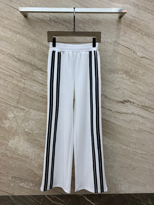 賽C家-2403 撞色織帶休閒褲 白色