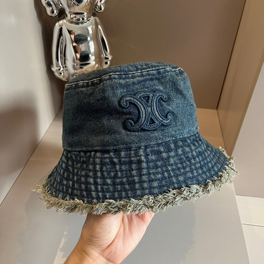 賽C家-Logo印花刷破牛仔漁夫帽