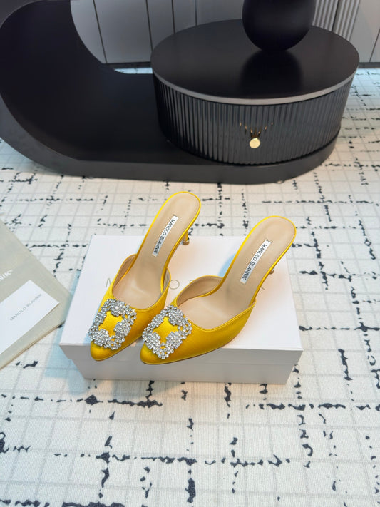 Manolo Blahnik-2024 高跟拖鞋 黃色