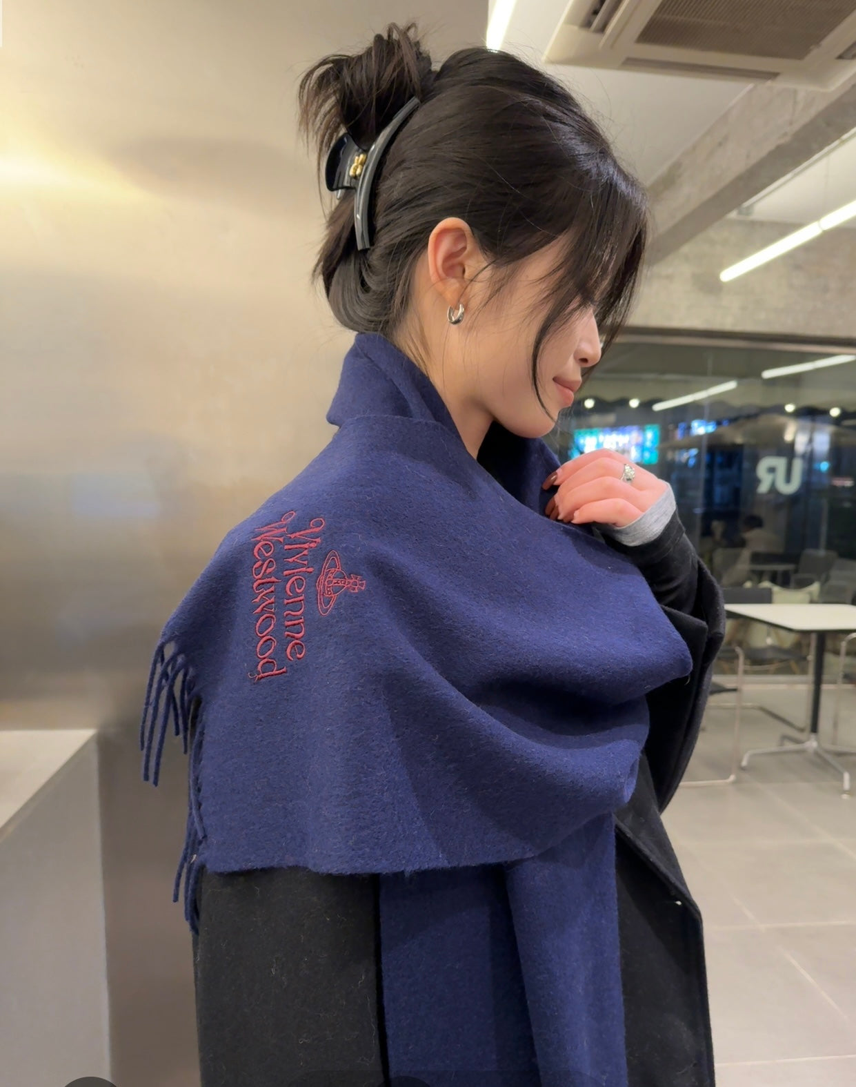 Vivienne westwood-2024經典素色圍巾 藍色