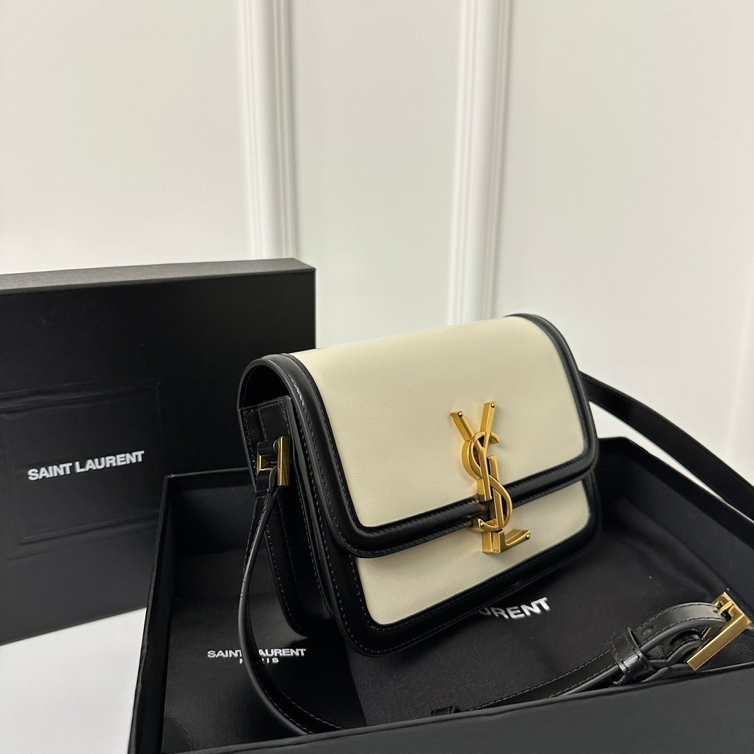 聖Y羅-BOX SAINT LAURENT 豆腐包 小號 黑拼白色
