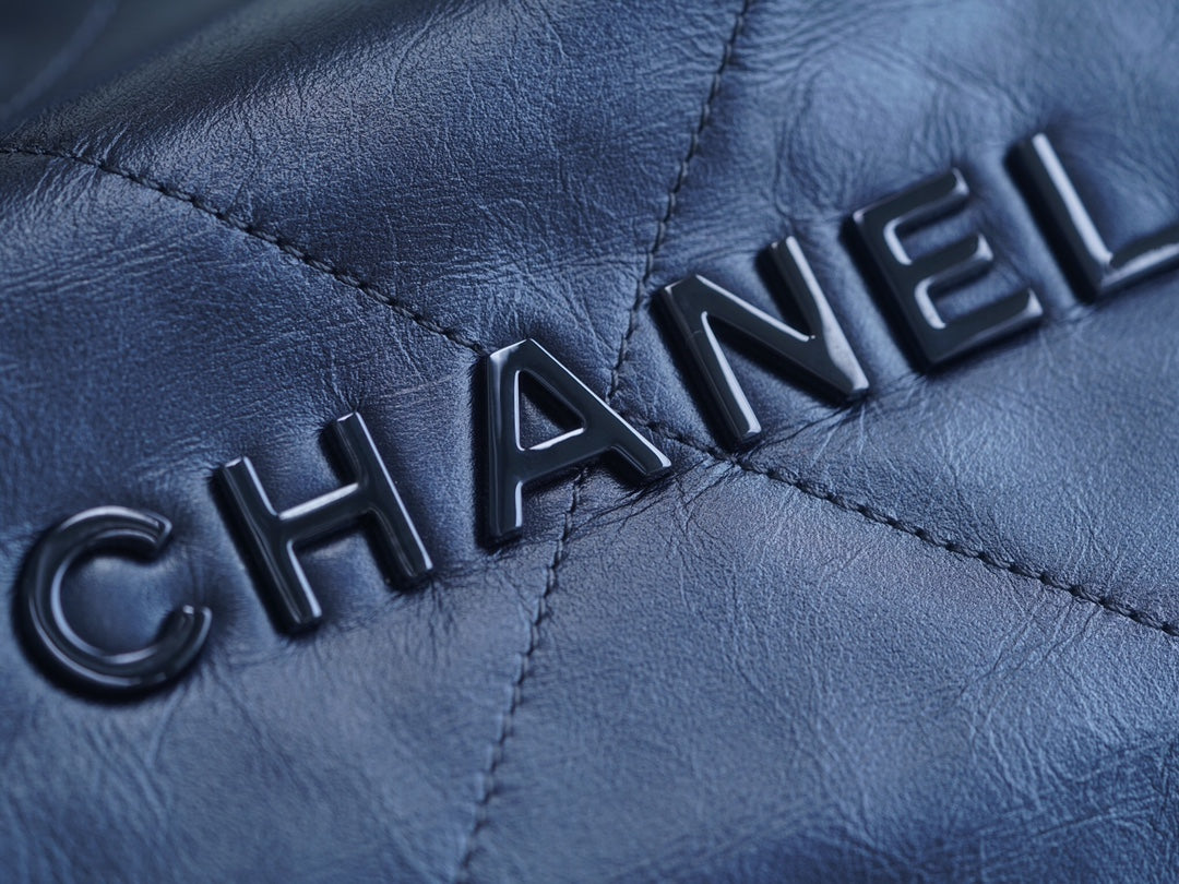 小香家-Chanel 22號手袋 金屬藍中號