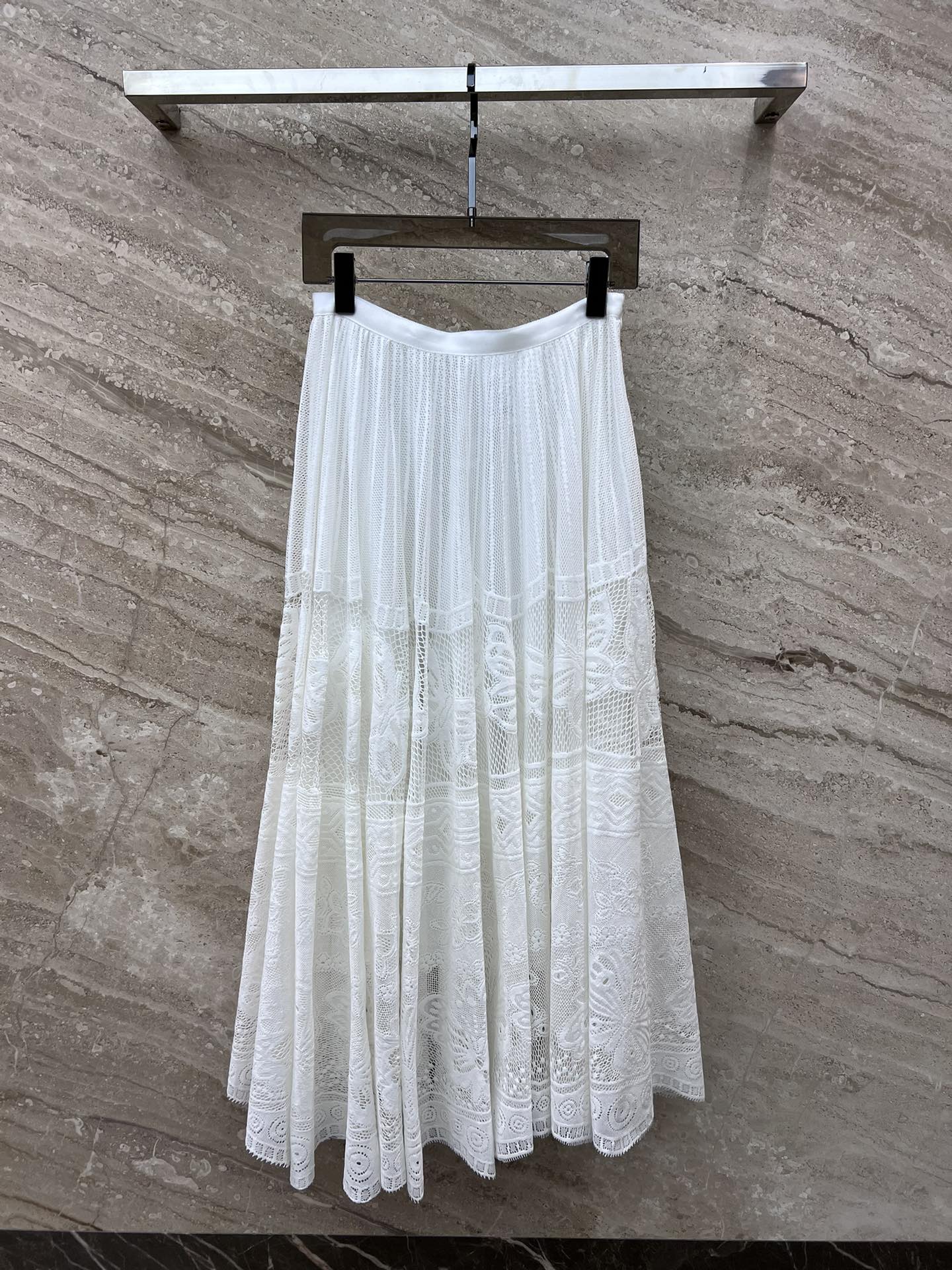 迪D家-2403 早春新款重工繡花蕾絲半裙