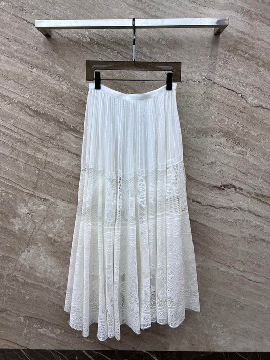 迪D家-2403 早春新款重工繡花蕾絲半裙