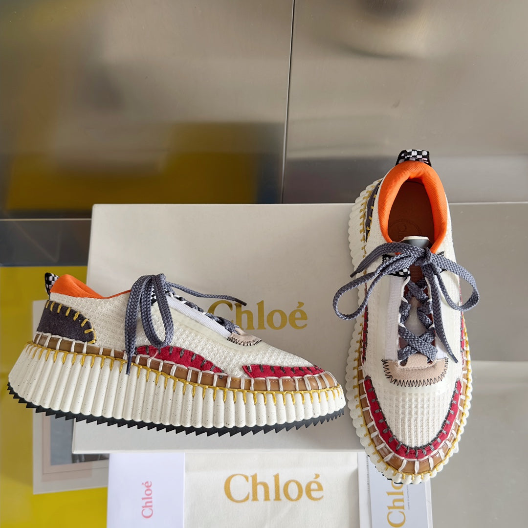 克羅C-Nama sneaker彩虹系列 網面拼色休閒運動鞋 白橘色