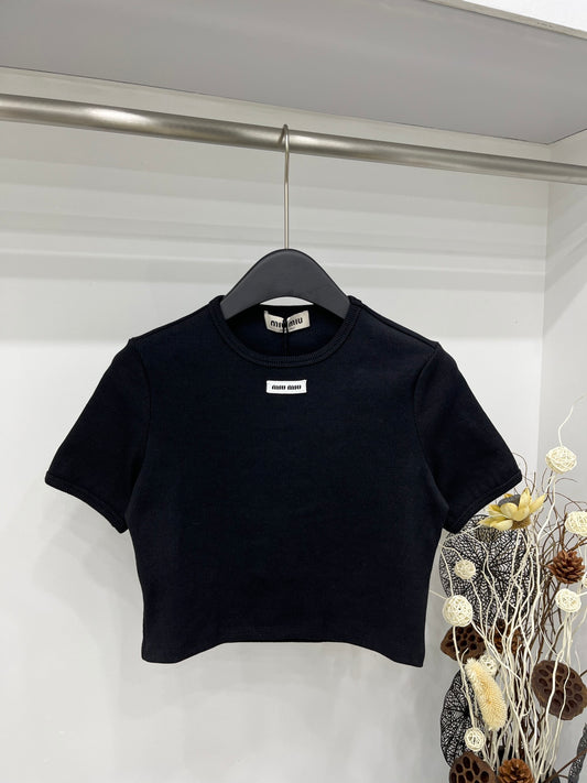 穆M家-2404 撞色短袖TEE 黑色