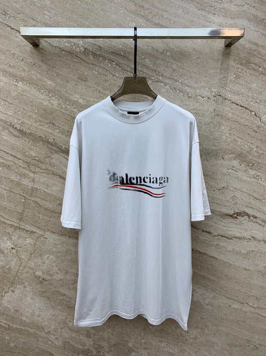 巴黎世-2403 溶解可樂印花寬鬆版短袖TEE 男女同款 白色