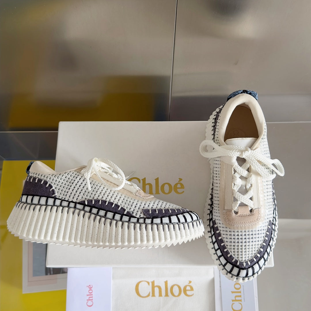 克羅C-Nama sneaker彩虹系列 網面拼色休閒運動鞋 白紫色