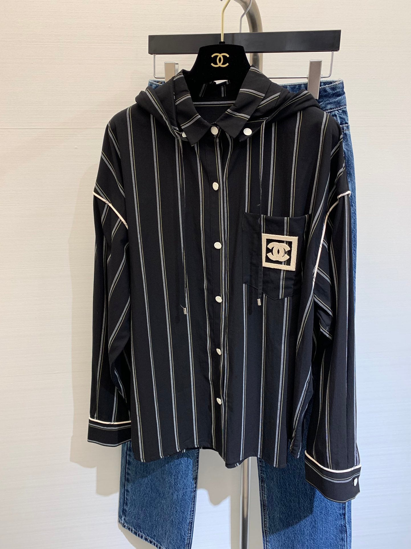 小香家-2403 春夏新款條紋連帽襯衣