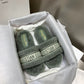 迪D家-厚底電繡毛毛拖鞋 灰綠色